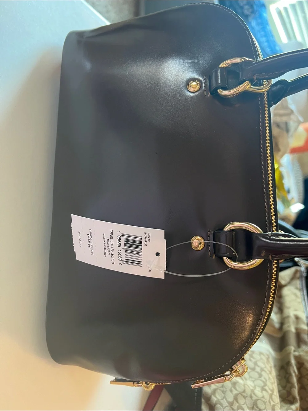 Coach Dark Brown Leather Dome Satchel with Gold Hardware